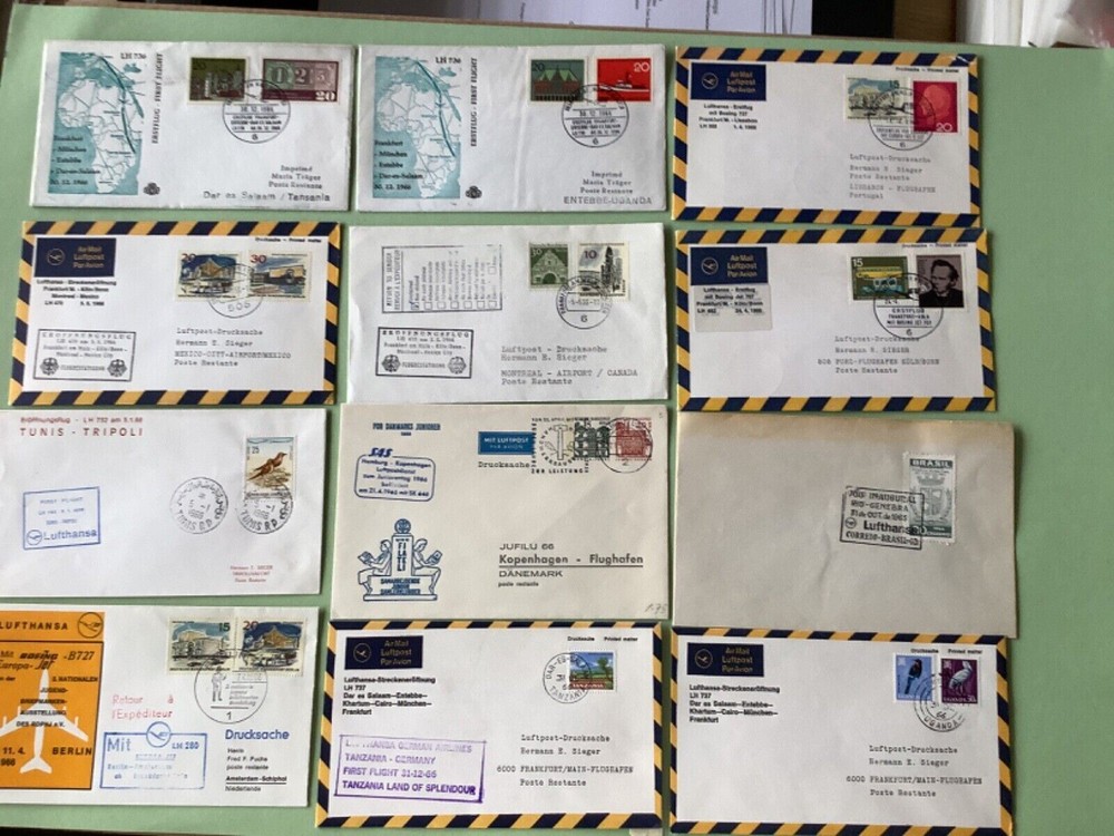 Airmail flight covers 12 mixed items RefA1633