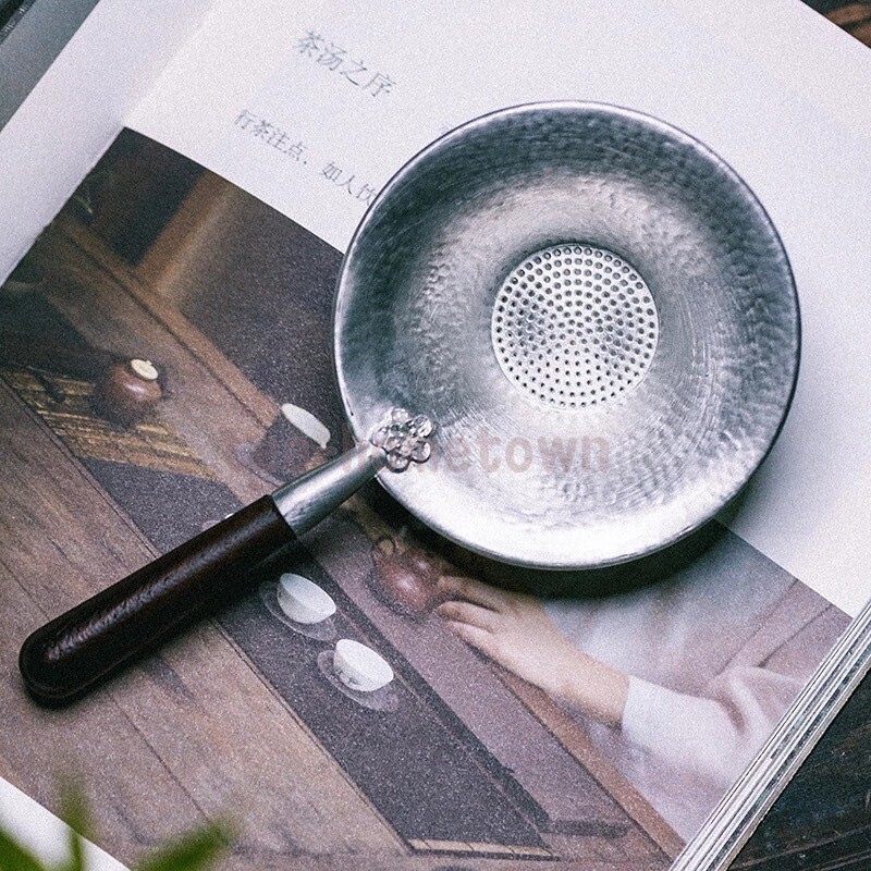 Tin Tea Funnel Solid Wood Handle Tea Strainer Kung Fu Tea Set Tea  Strainer