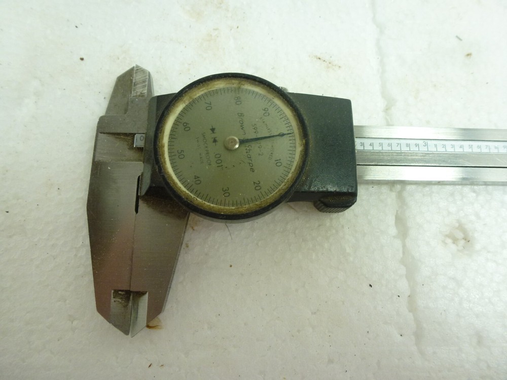 Vintage Brown & Sharp Dial Veneer Caliper w/ Original Box, Instructions