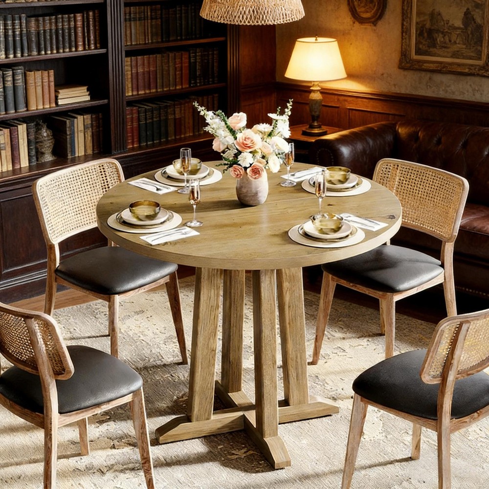 Compact Greeting Table,Wood Kitchen Table,Round Dining Table,Reading table