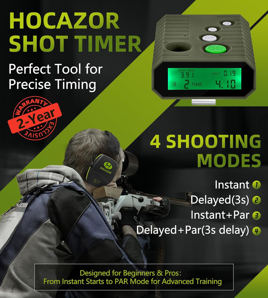 HT01 Upgraded Shot Timer for Shooting Competition, 4 Modes for Tactical Training