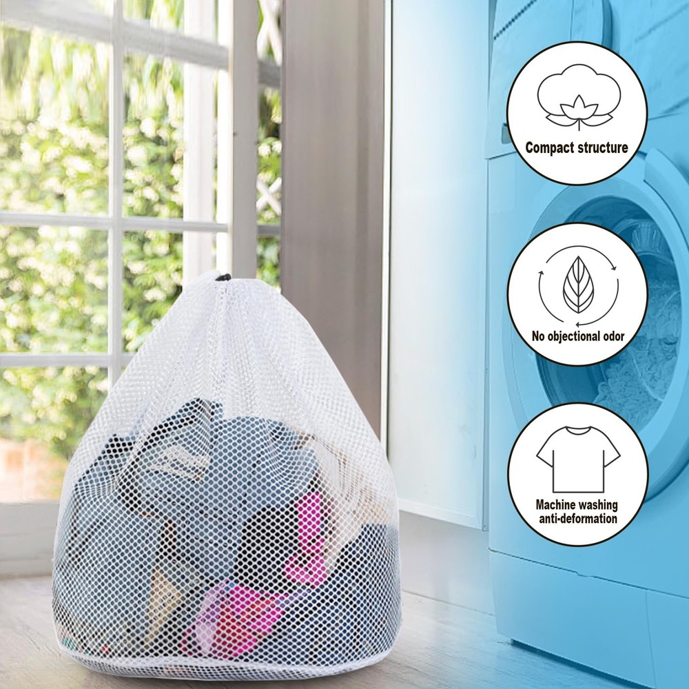 Extra Large Mesh Laundry Bags Washing Bag 2Pack Delicates Bag and Pull net st...