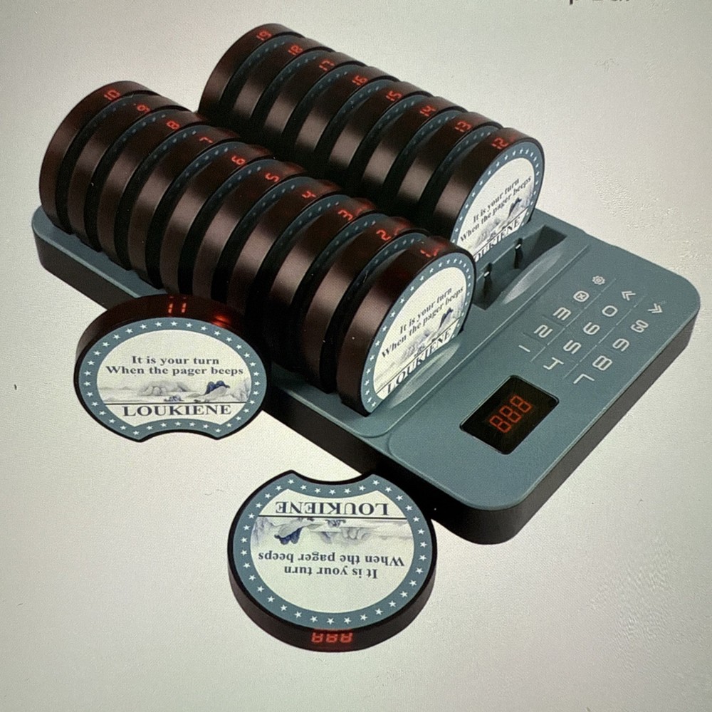 Restaurant Pager System 20-Coaster Wireless Buzzers w/ Transmitter