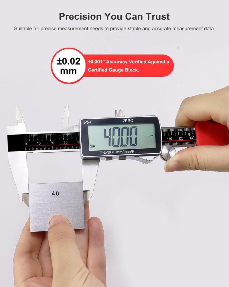 Digital Caliper, 6 Inch Rechargeable & Power Indicator Caliper Measuring Tool...