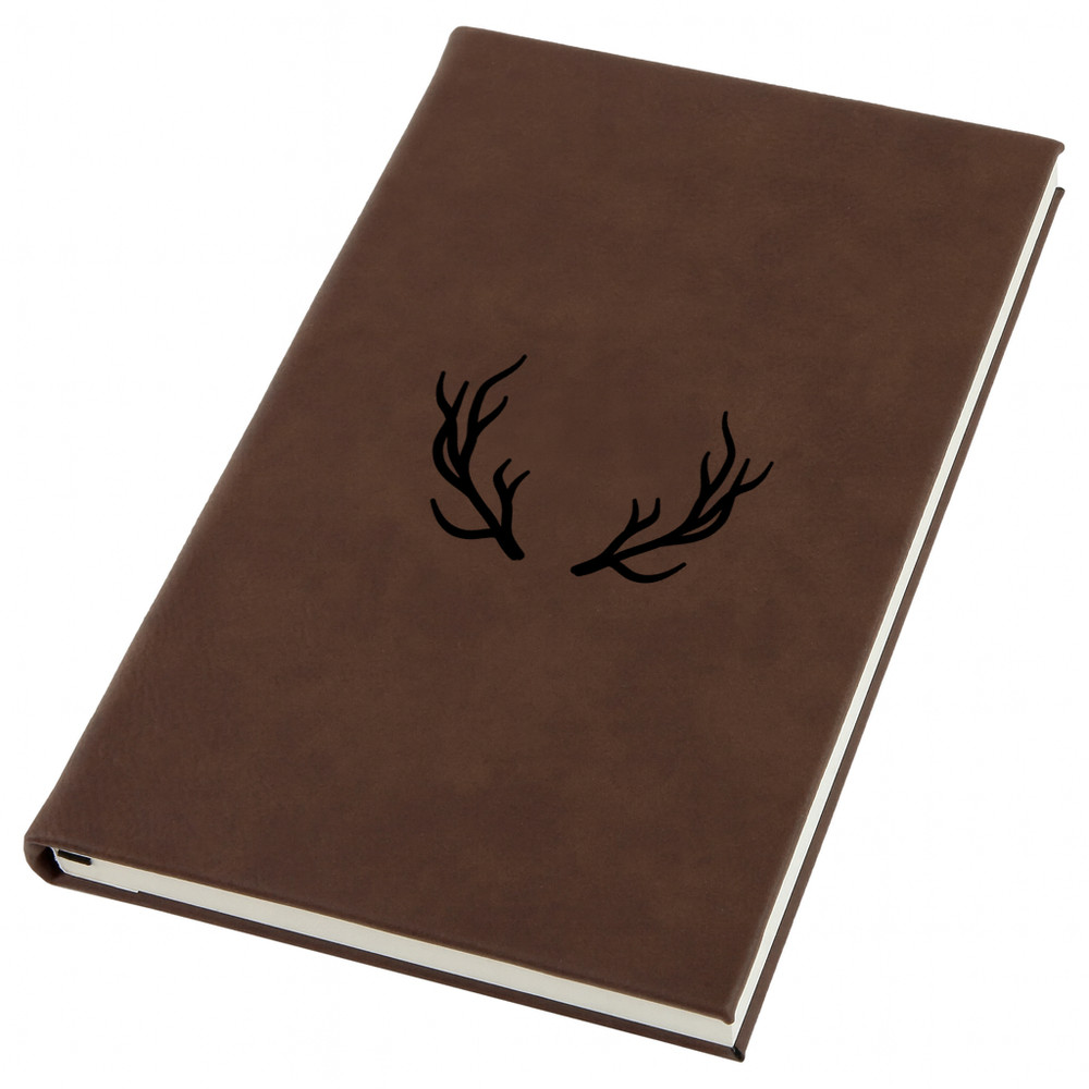 Deer Horns Engraved Leather Journal, Personal Planner with Lined Pages