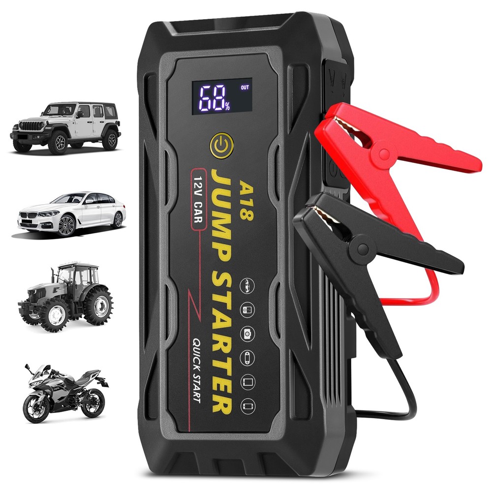 2000A Peak Current Car Battery Starter with Multi-Device Charging Capability