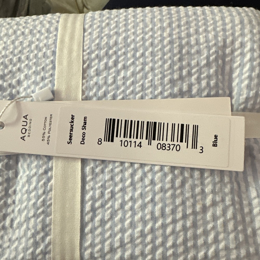 Aqua Seersucker Decorative Sham-Blue 🏭