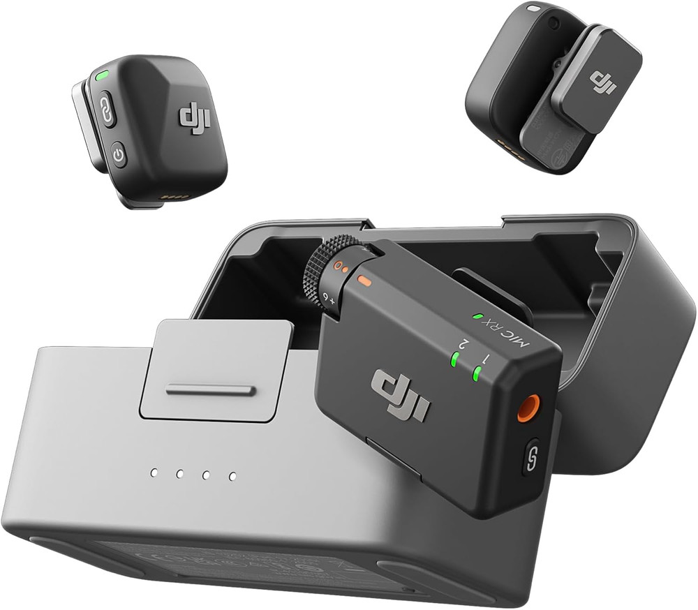 DJI Mic Mini (2 TX + 1 RX + Charging Case), Wireless Microphone for Iphone/Camer