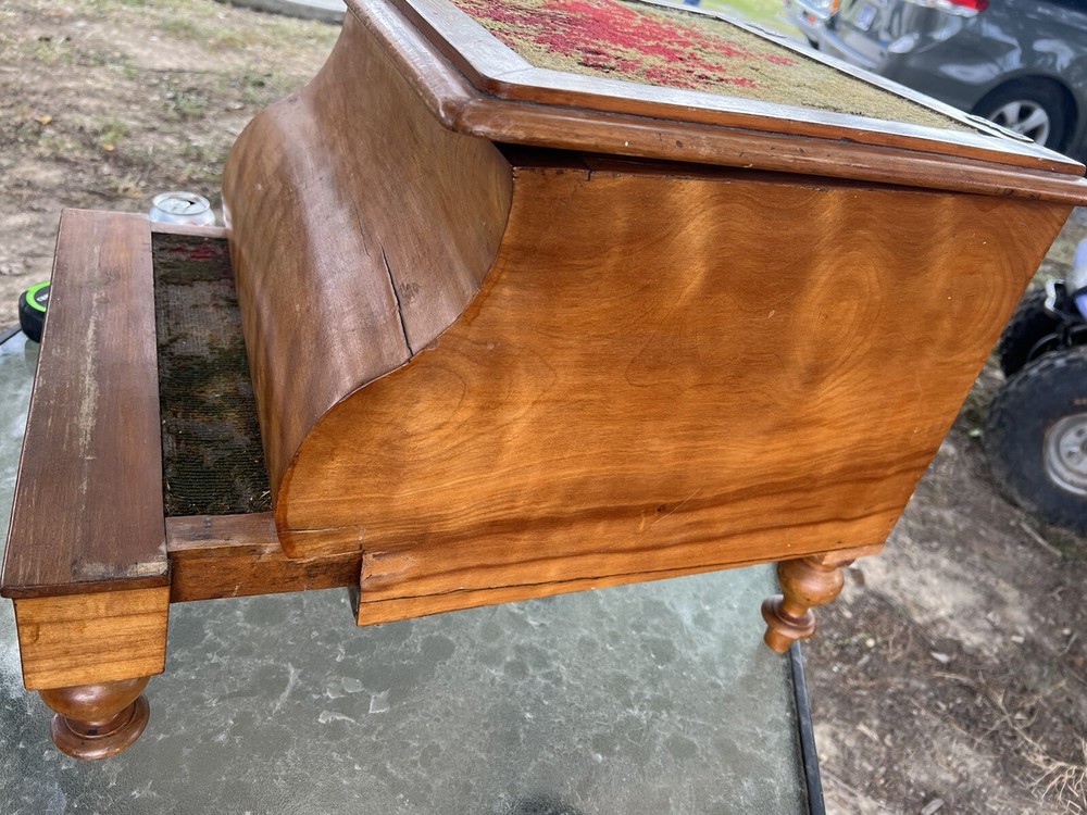 Antique Victorian Mahogany & Needlepoint Chamber Pot Commode Bedside Step Stool