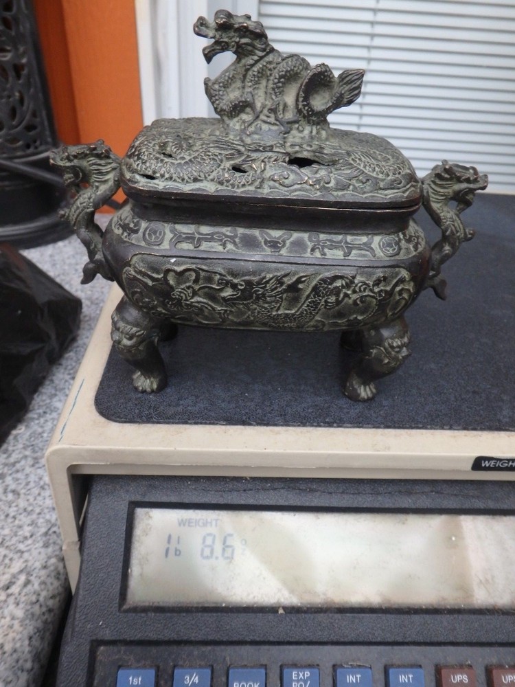 vintage look Bronze Dragon Incense Burner