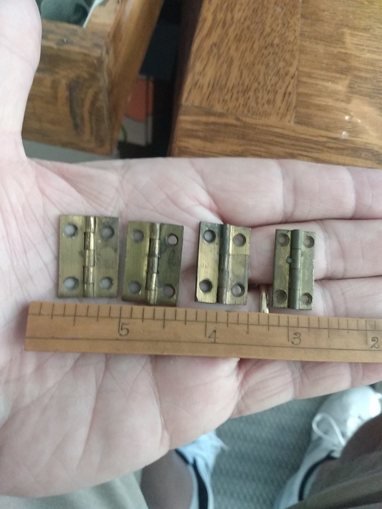 Antique Brass Small HINGES And Lock Plate Hardware