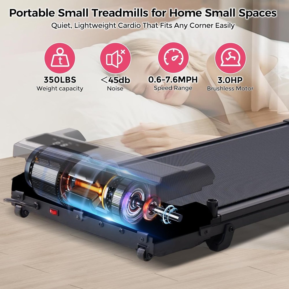 Walking Pad with Handle Bar, 2026 Upgrade Small Walking Pad Treadmill with Incli