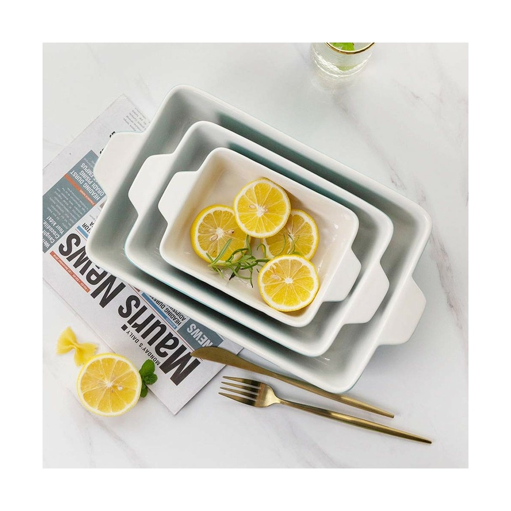 Bakeware Set, Krokori Rectangular Baking Pan Ceramic Glaze Baking Dish for Co...
