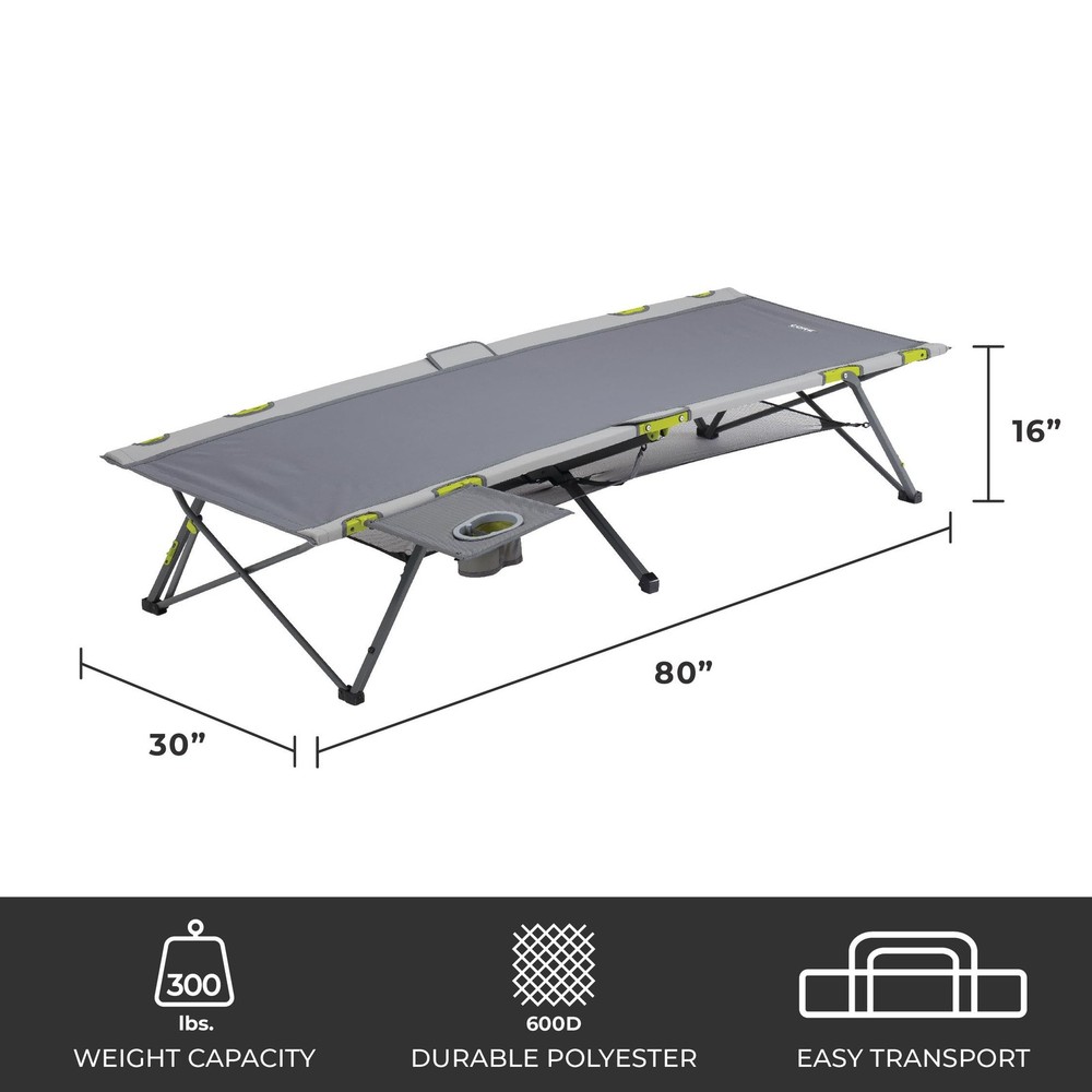 Folding Camping Cot | Extra Wide Heavy Duty Camp Cot with Removable Side Tabl...