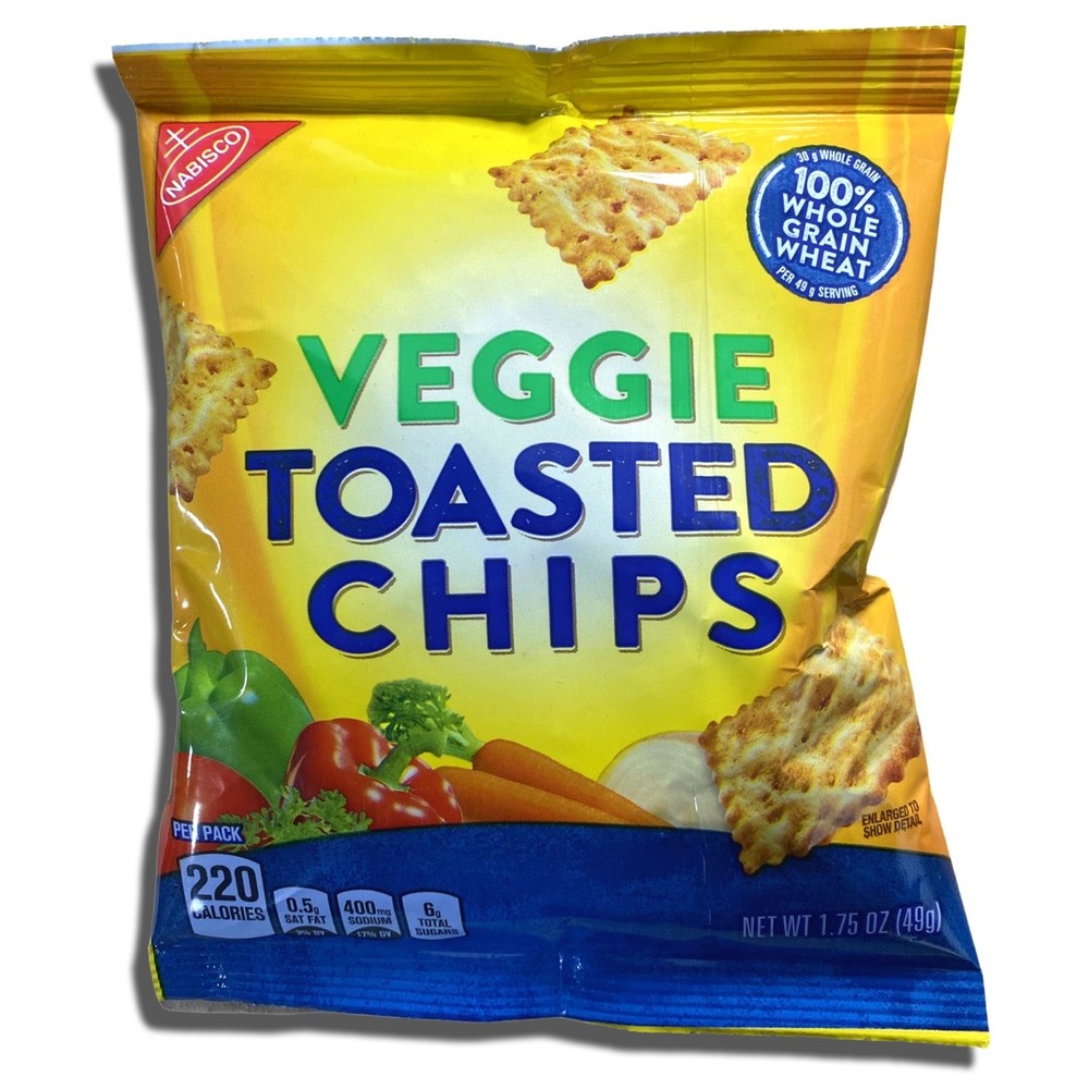 Whole Grain Veggie Wheat Thin Toasted Chips, School Snacks, 10 Pack