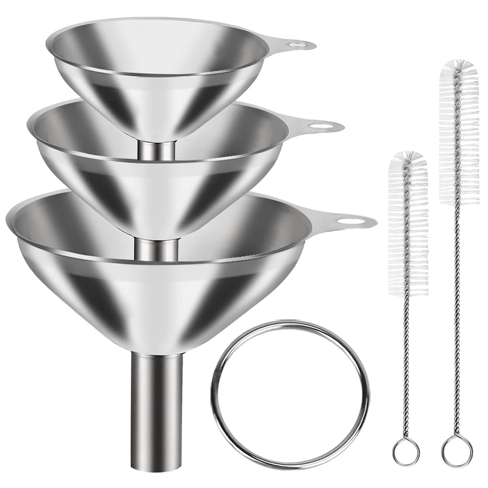 6 Pcs Stainless Steel Mini Funnels for Kitchen Use. Large Tiny Small Funnel Set