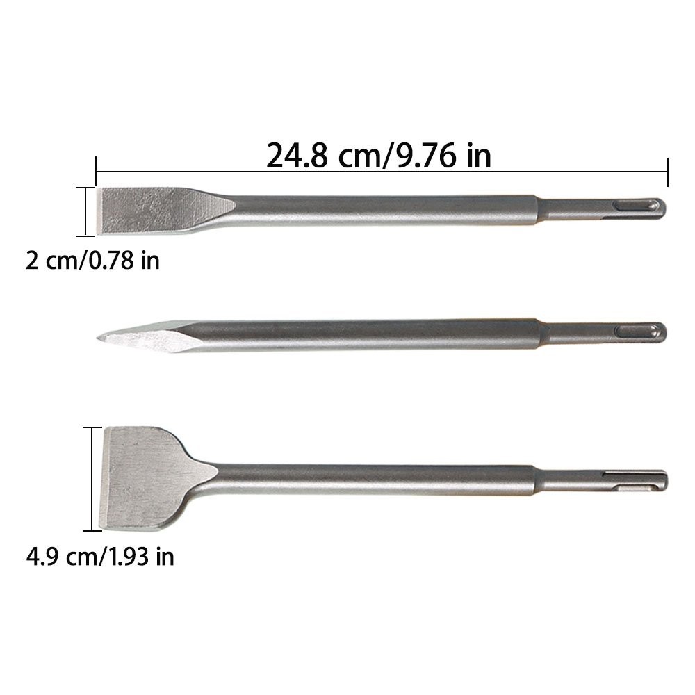 6 Piece Concrete Rotary Hammer Drilling Kit Including Point Chisel and Chisel