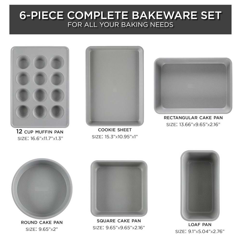 Country Kitchen Nonstick Stackable Bakeware Set - Durable, Easy 6 Pcs, Black