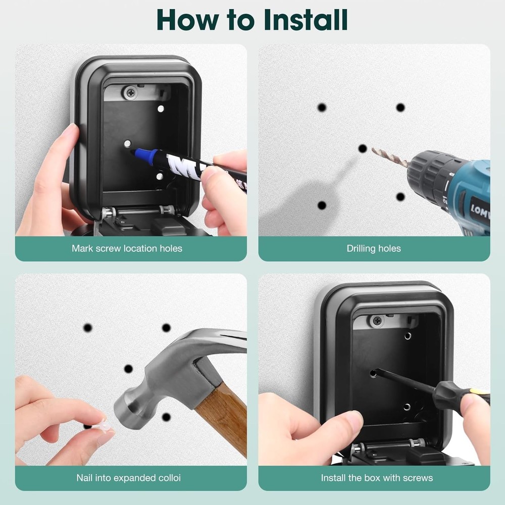 Smart Key Lock Box Electronic Bluetooth Lock Box with Tuya APP Control & PIN ...