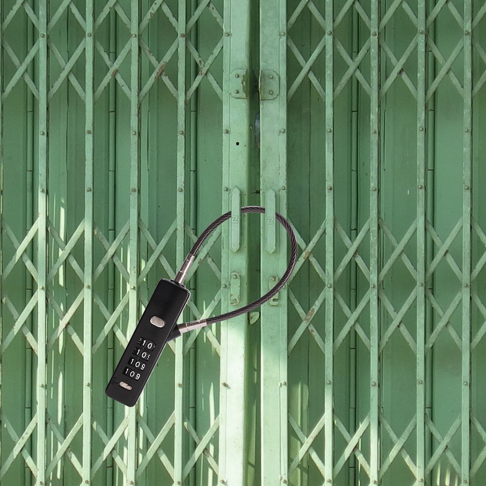 Steel Cable Combination Lock with 4-Digit Code and 3 Lengths of Cables