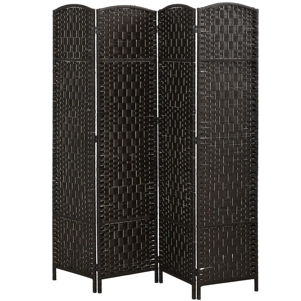 4 Panel Folding Privacy Screen, 70.9" Partition Wall Divider, Coffee