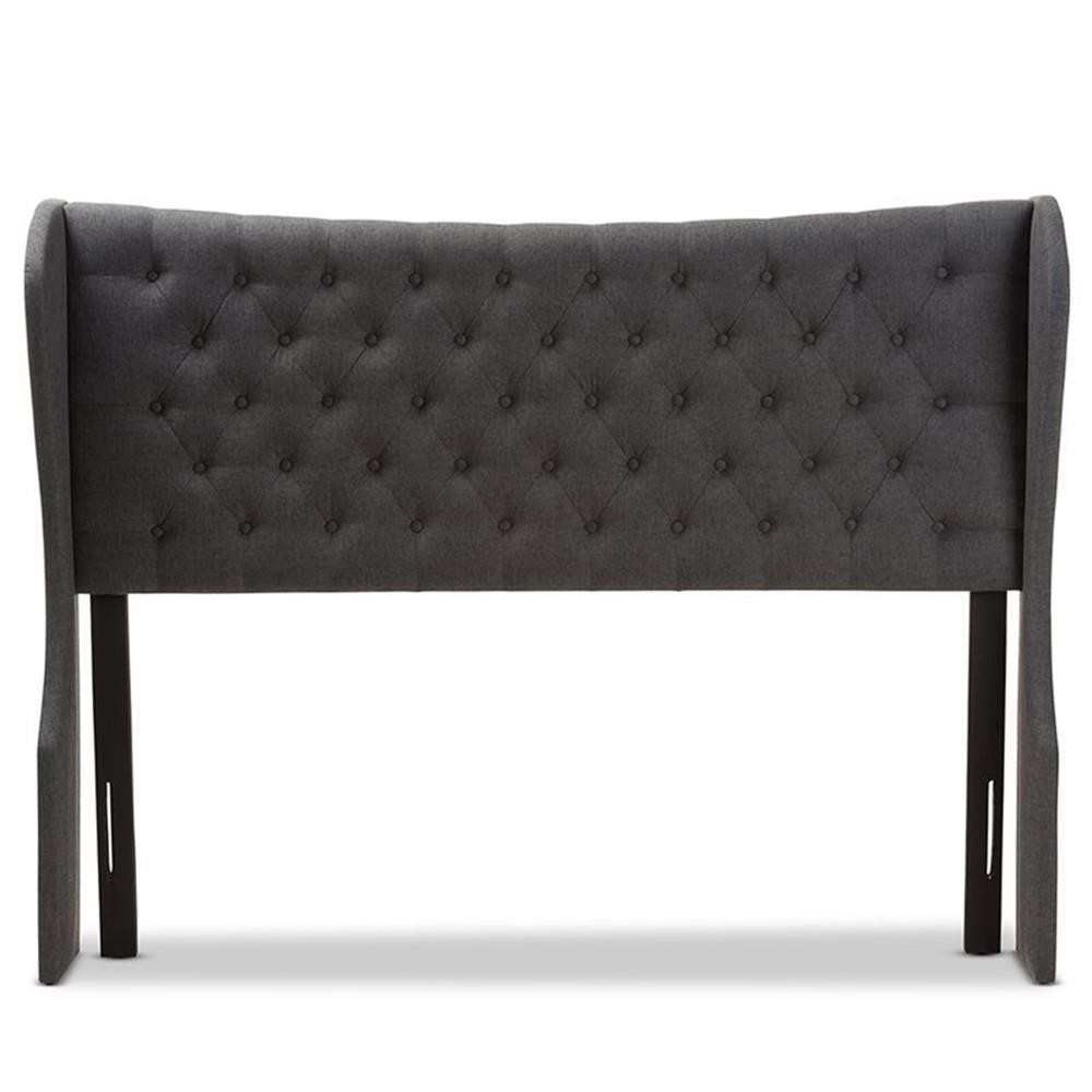 Bowery Hill Queen Winged Panel Headboard in Dark Gray