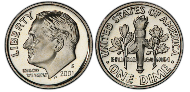 2001 S Clad Roosevelt Dime Deep Cameo Gem Proof
