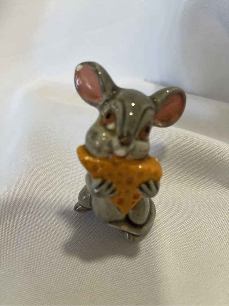 Vintage Mouse Ceramic Mouse Hand Painted Holding Cheese
