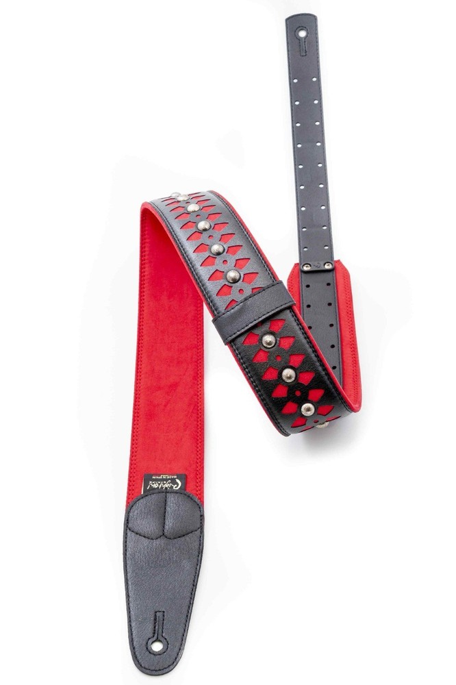 RightOn! Armour Design Guitar Strap; Red