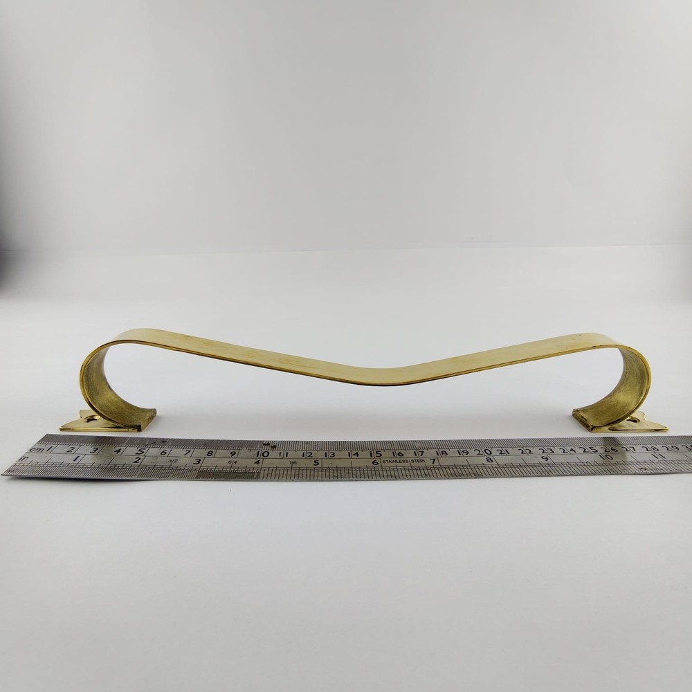 2 large D PULL 12" handle heavy ribbon solid heavy brass old style kitchen GRAB