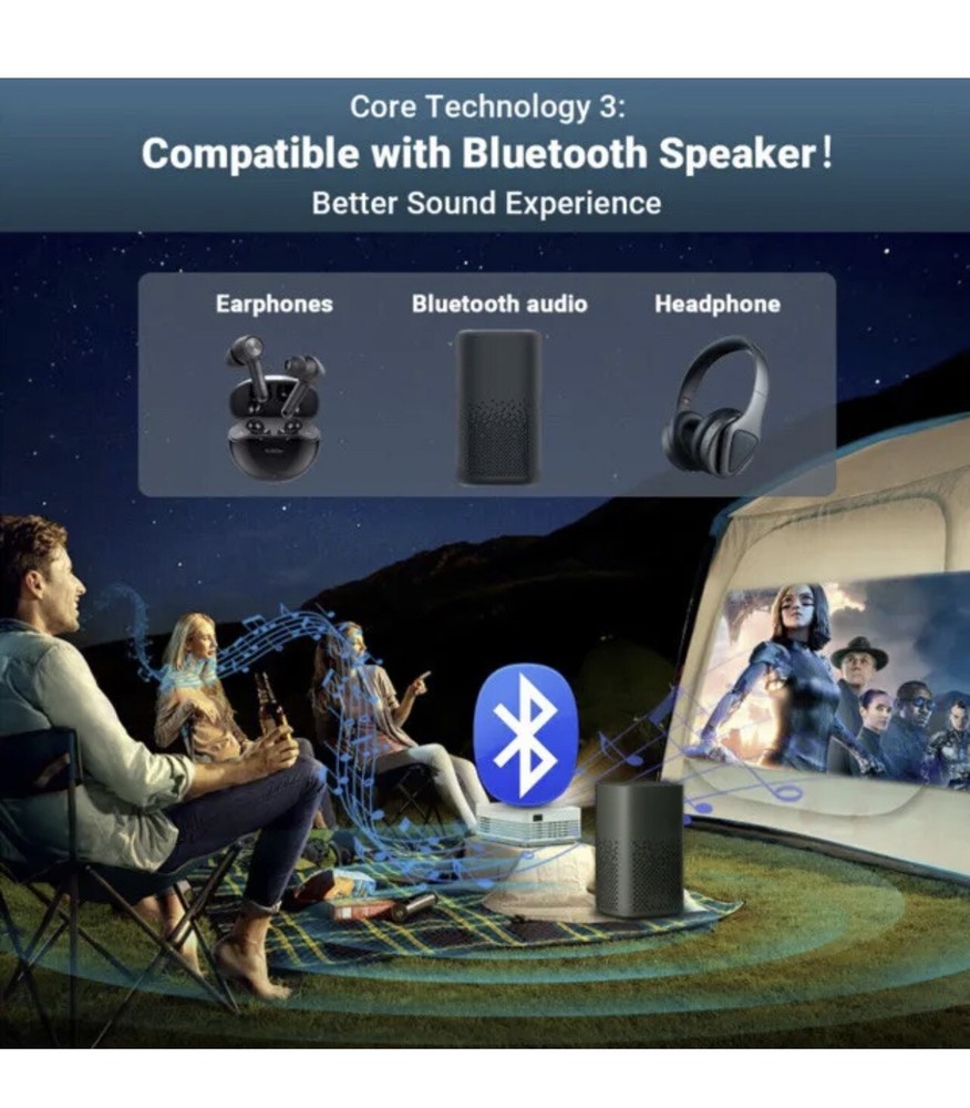 Wifi Projector LCD LED USB Bluetooth high definition With 120” Screen Portable