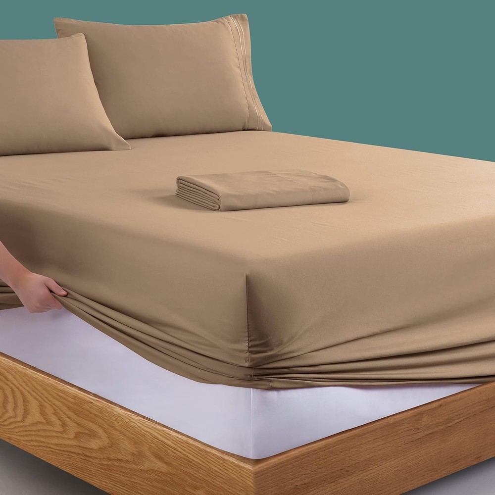 Soft Microfiber King Size Sheet Set - 24" Deep Pockets, Wrinkle Resistant Design