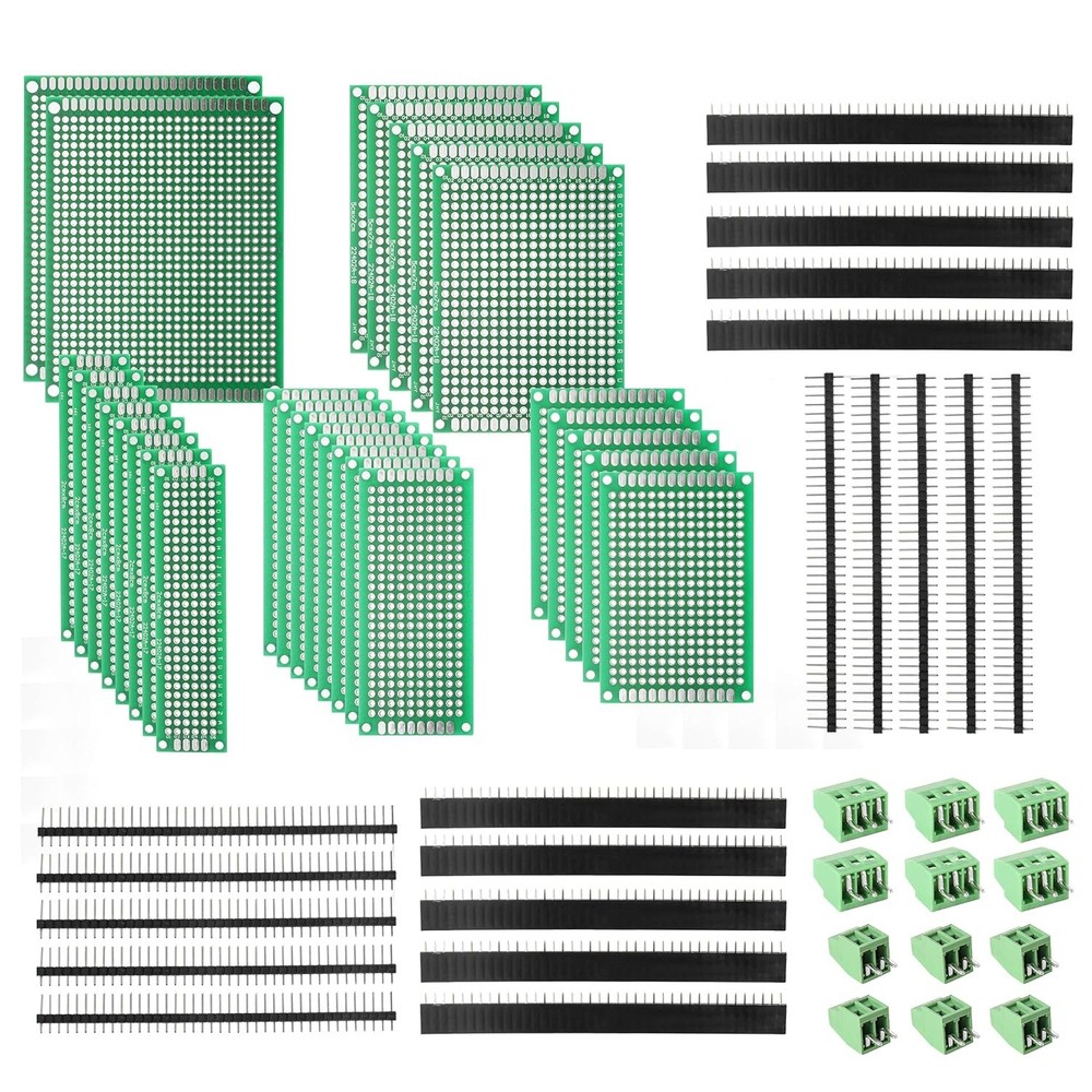 60 Pcs PCB Board Circuits Boards Kit | 28 Double-Sided Prototyping PCBs 60PCs