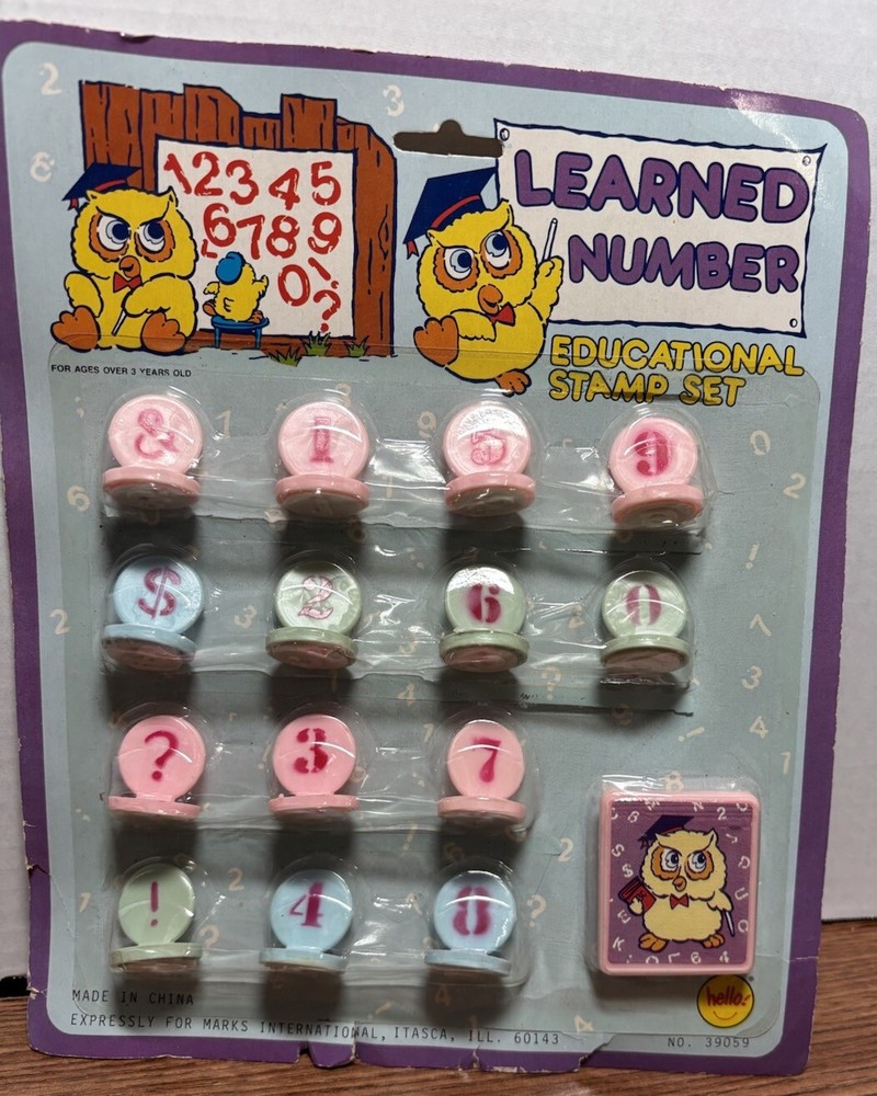 Vintage Learned Number Educational Stamp Set Numbers 0-9