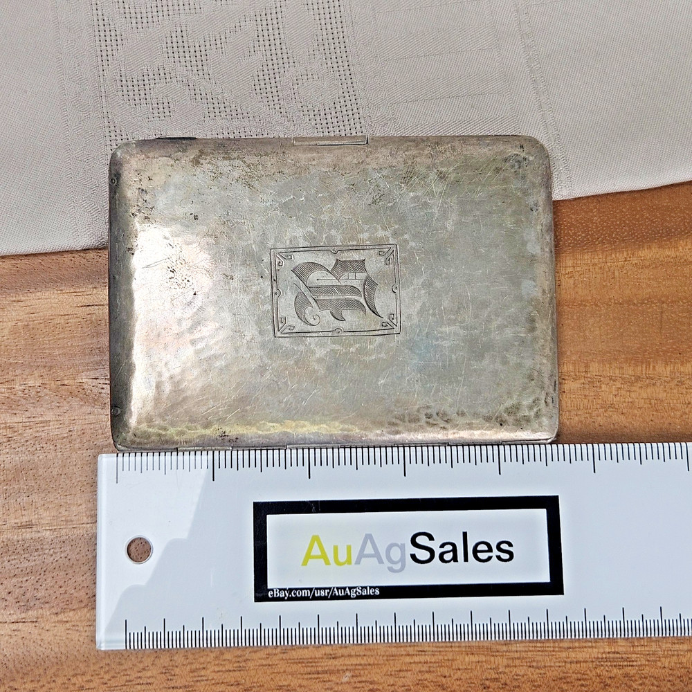 James E Blake 161gr Hammered Sterling Silver Large Antique Cigarette Case 1255 B