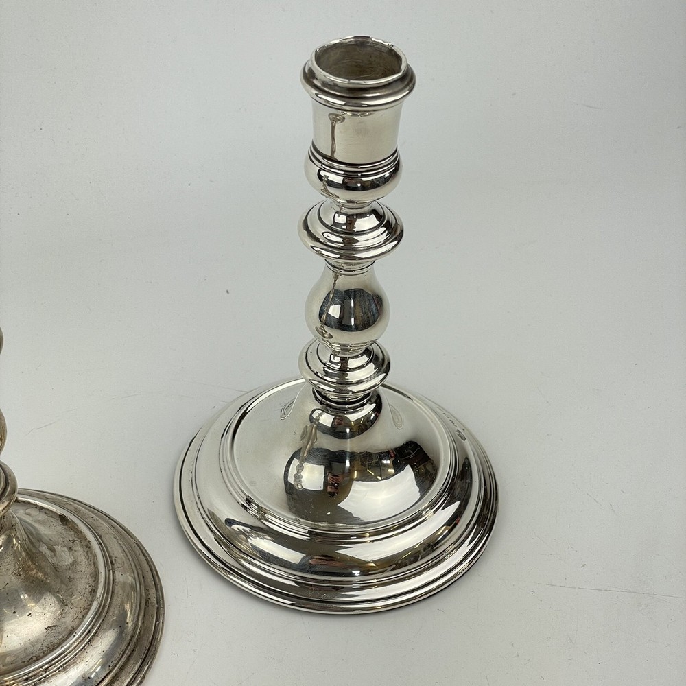 Vintage Solid Silver Asprey & Co Baluster Knopped Stems Candlesticks 16cm