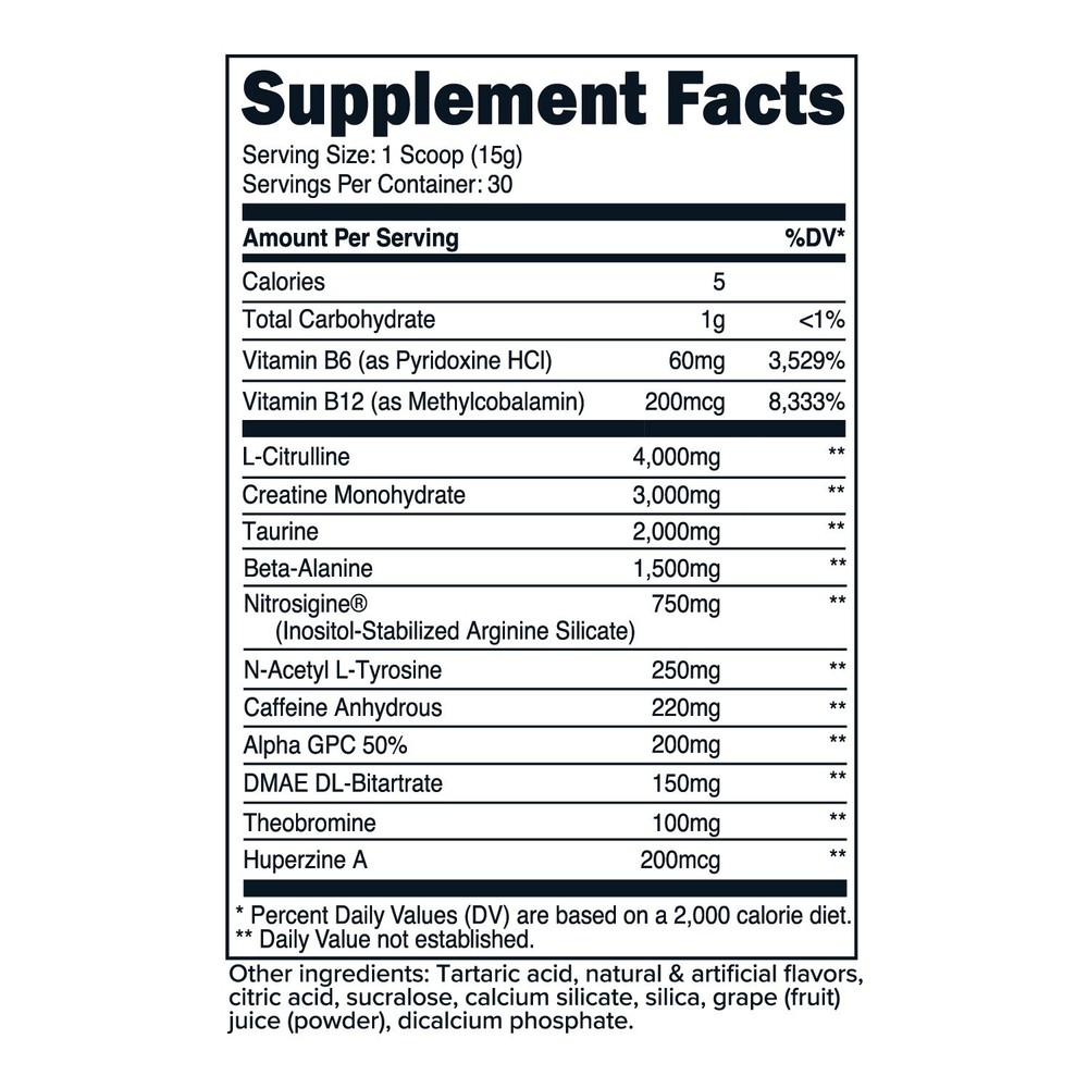 Primaforce Pre-Workout Complex Powder (30 Servings) - Grape Flavor