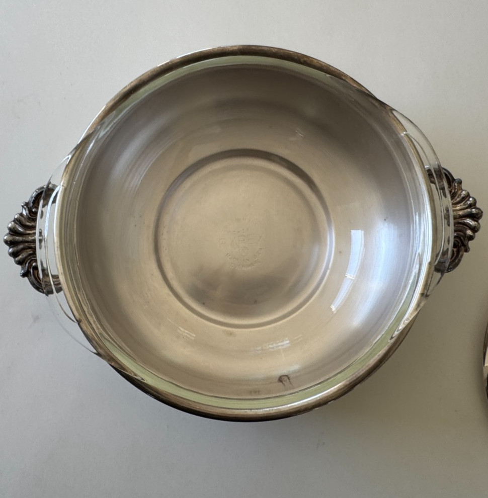 Vintage FB Rogers Silver Co. Silverplate Covered Casserole with Pyrex Insert