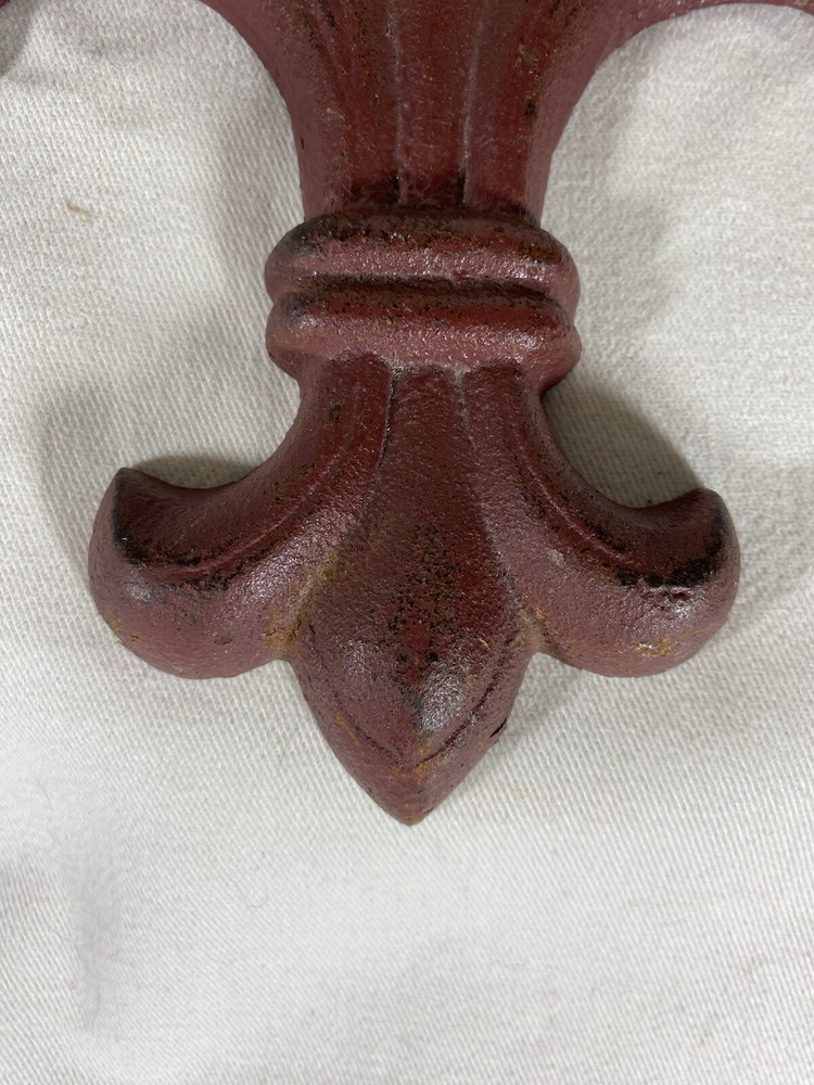 Cast Iron Fleur De Lis Red No Hooks Wall Hanging
