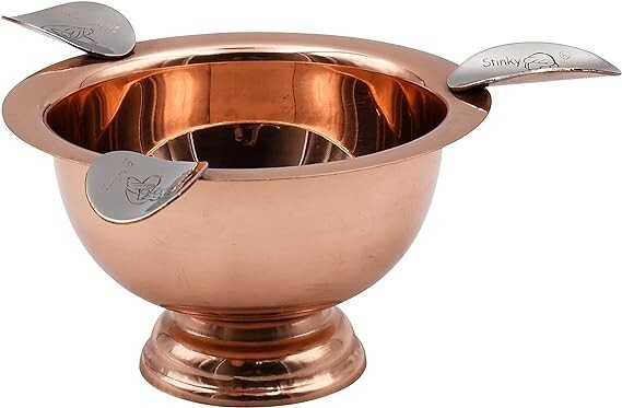 Stinky Cigar Ashtray 5"inch Round Mini Herf 3 Stirrup, Copper