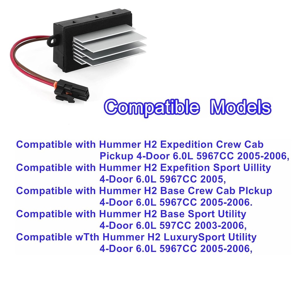 Blower Motor Resistor Heater Fan Control Module Compatible with H2 2003–2007