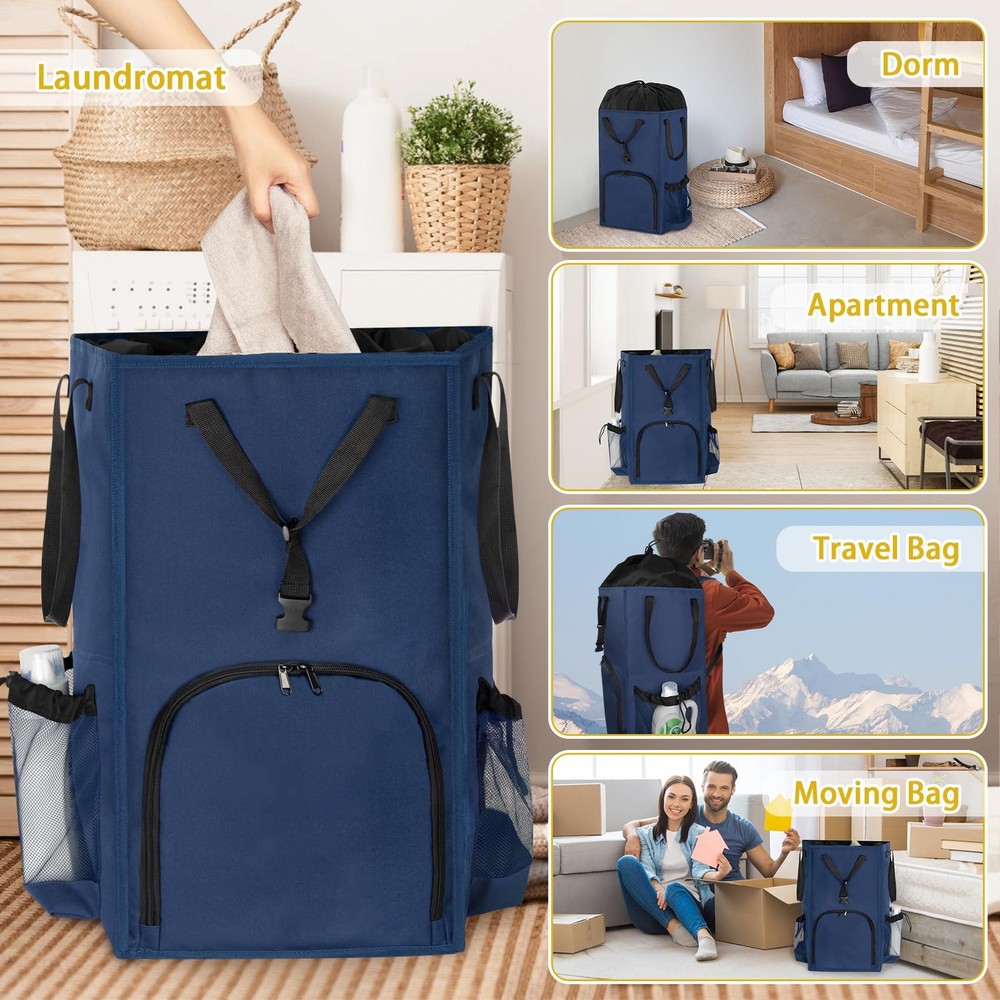 110L Backpack Laundry Bag, Laundry Backpack Heavy Duty with Shoulder Straps, ...