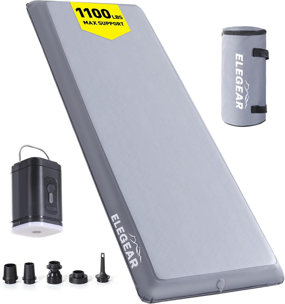 Camping Sleeping Pad with Multi-Function Electric Pump, 4’’ Ultra-Thick & 1100Lb