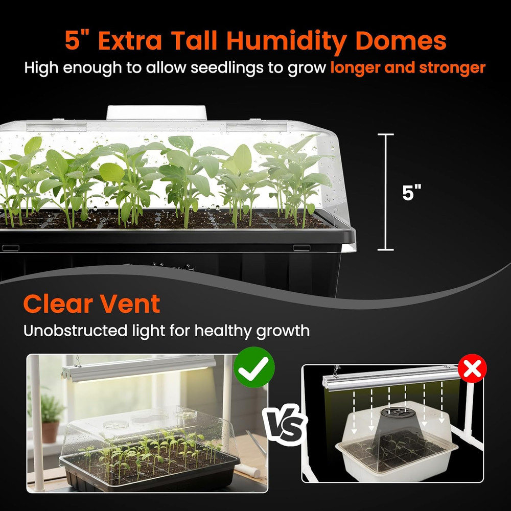 SOLIGT [Thick Plastic] 3-Set Strong Seed Starter Trays with 5" Humidity Domes fo