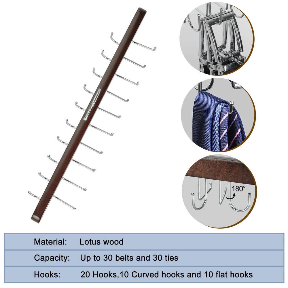 TOPIA HANGER 20 Hooks Belt Tie Hanger Space Saving for 1 Pack, Antique