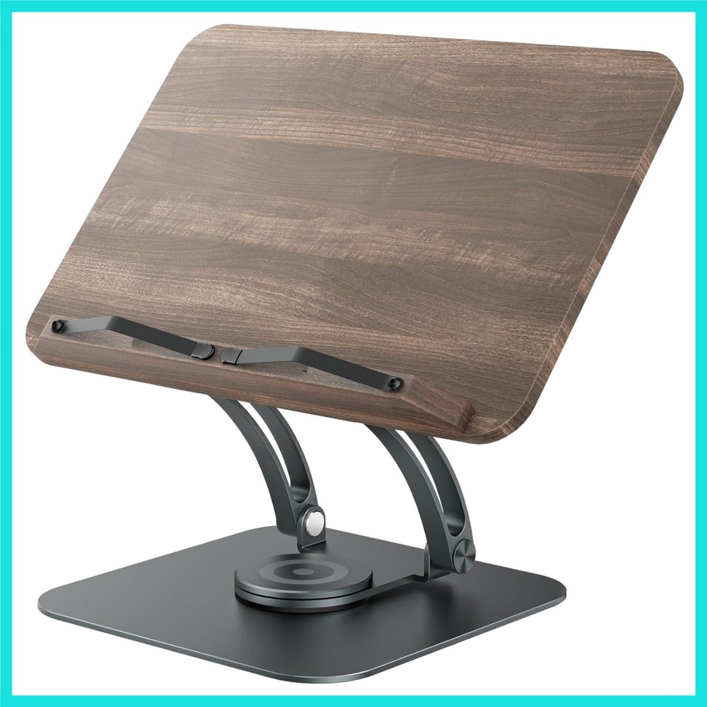 Book Stand for Reading, Adjustable Book Holder with 360° Swivel Base, Foldabl...