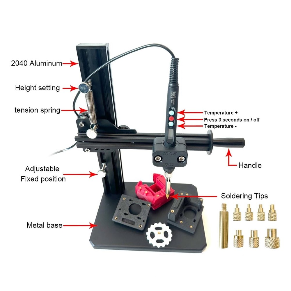 Vertical Heat Press Machine Aluminum 3D Printing Threaded Insert Tool Kit
