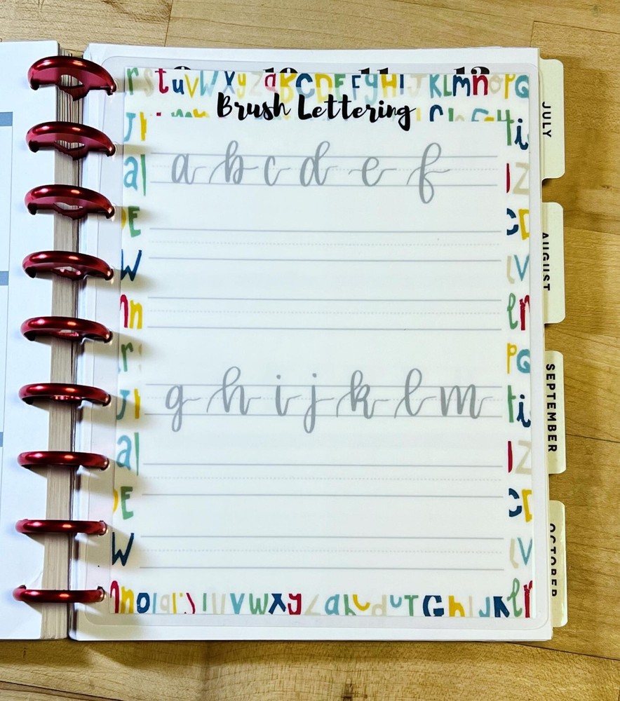 Lettering Handwriting Practice Dashboard for use with Classic Happy Planner-