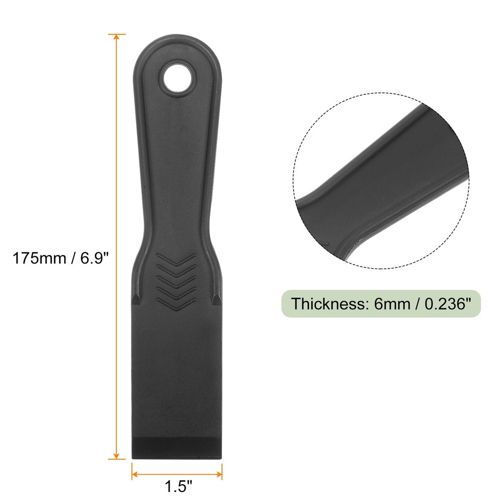10 Pack Putty Scraper 1.5-Inch Width 6mm Thin Plastic Putty Knife Black