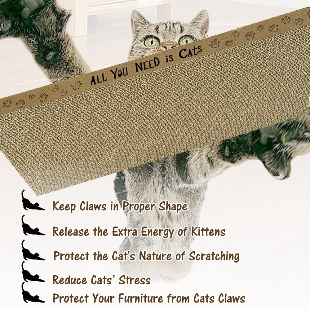AccEncyc Cardboard Cat Scratcher Pads Scratching Board for Flat, 6 Pack